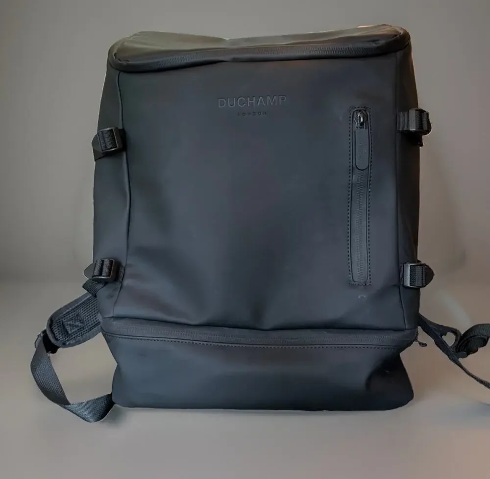 Duchamp London Black Laptop Backpack Rubberized Commuter Travel MSRP $205